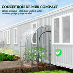 Serre de Jardin adossée serre adossée 2 portes zippées enroulables acier PVC transparent