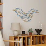 Décoration murale en métal moderne, sculpture murale en métal avec motif de poisson unique, 100 x 50 cm, bleu clair