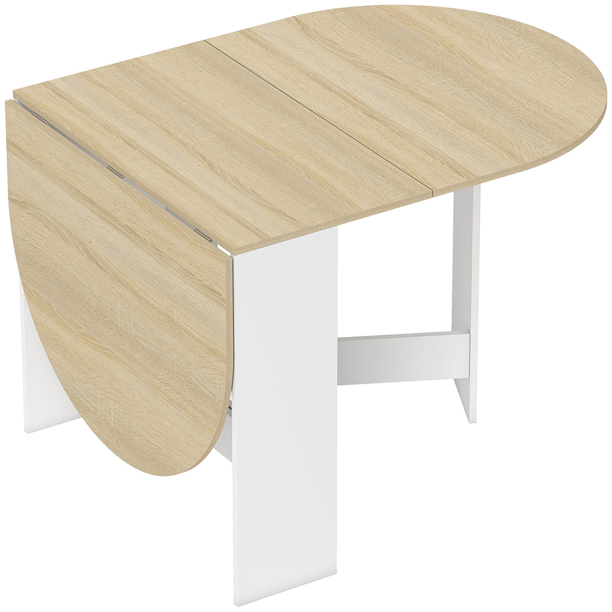 Inklapbare eettafel, ovale keukentafel inklapbaar voor maximaal 6 personen, voor kleine ruimtes, eetkamer, naturel hout