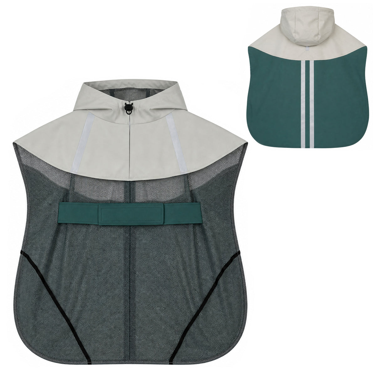 Imperméable pour Chien avec Capuche, Bandes Réfléchissantes, Ouverture pour Laisse, 110x72x0,5cm, Vert
