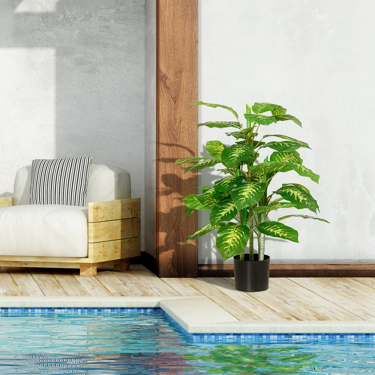 Plante artificielle calathea hauteur 95 cm pot ciment - intérieur