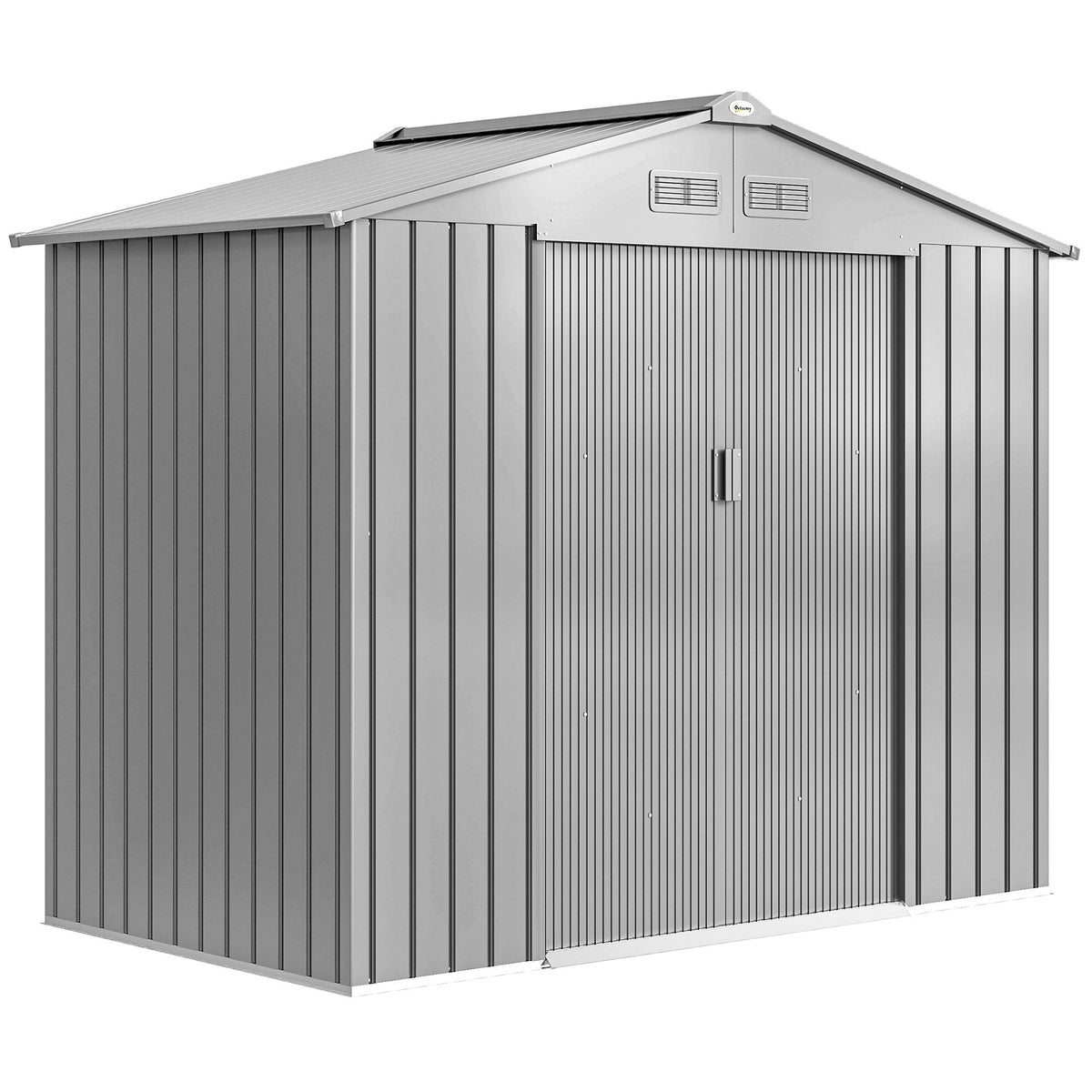 Abri de Jardin 2,42 m² - Remise pour Outils avec Kit de Fondation - Cabanon Porte Verrouillable - Tôle d'Acier Gris