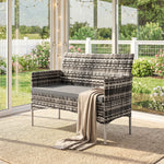 Canapé de jardin 2 places en résine tressée avec coussins canapé d'extérieur avec accoudoirs 115 x 63 x 85 cm gris clair