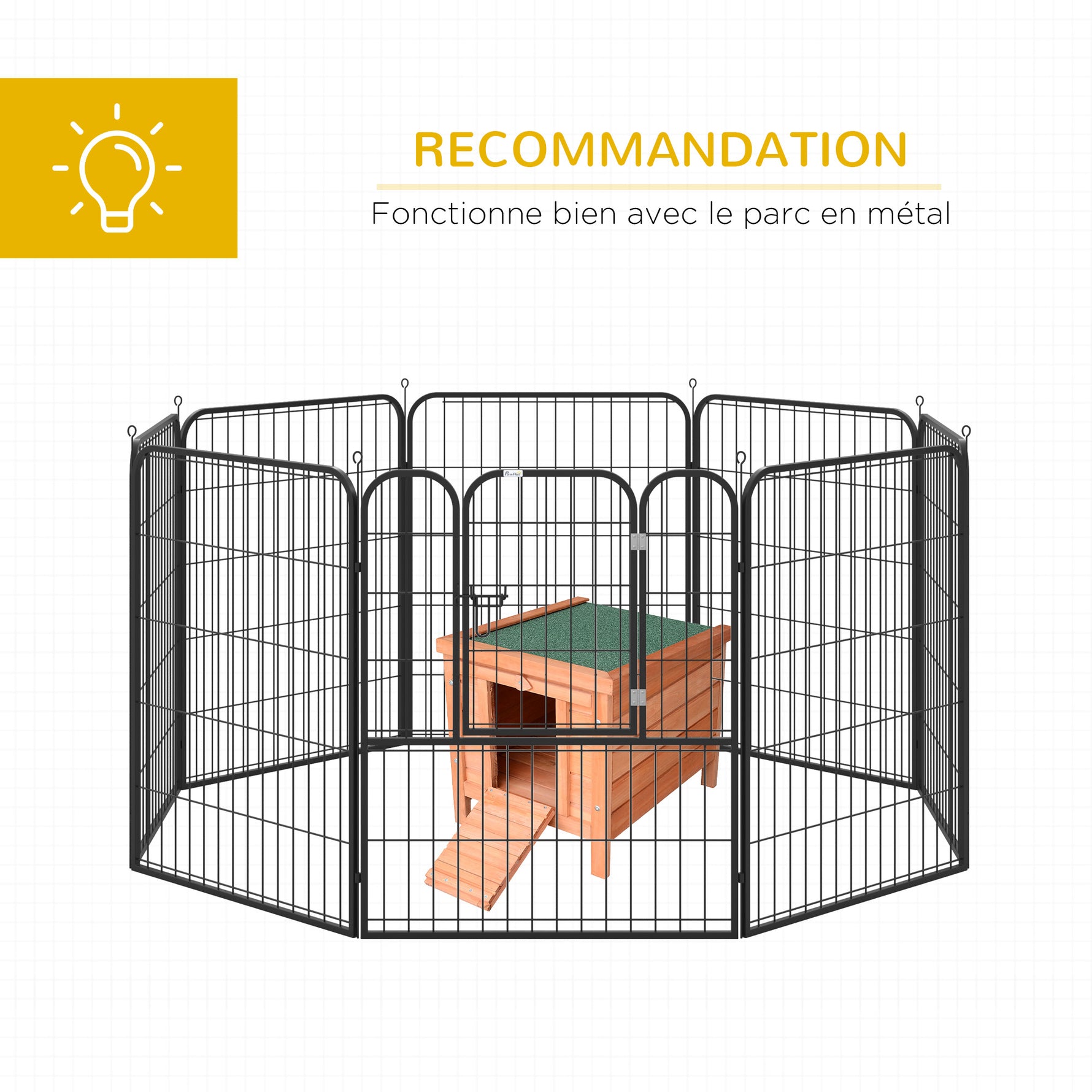 Clapier à lapin cage à lapin avec rampes/porte, toit ouvrant et étanche - en bois de sapin naturel et vert
