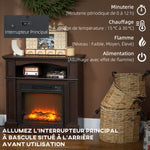 Cheminée électrique effet flammes LED luminosité réglable avec télécommande - 1800 W - 80,5 x 32,3 x 80,5 cm