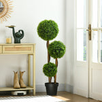 Arbre artificiel buis avec 3 boules feuilles de bambou pot inclus intérieur et extérieur hauteur 110 cm vert