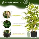 Bambou artificiel plantes artificielles hauteur 60 cm - tronc branches lichen feuilles grand réalisme pot inclus