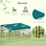 Parc enclos modulable acier avec bache pour lapins rongeurs petits animaux intérieur extérieur 185L x 75l x 50H cm vert
