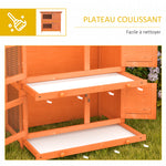 Clapier à lapin cage à lapin double niveau plateaux coulissants 4 portes verrouillables toit ouvrant 90L x 45l x 90H cm