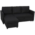 Canapé d'Angle Convertible, Canapé-Lit 3 Places 192 cm avec Méridienne Réversible, Rangement Caché, Gris Anthracite