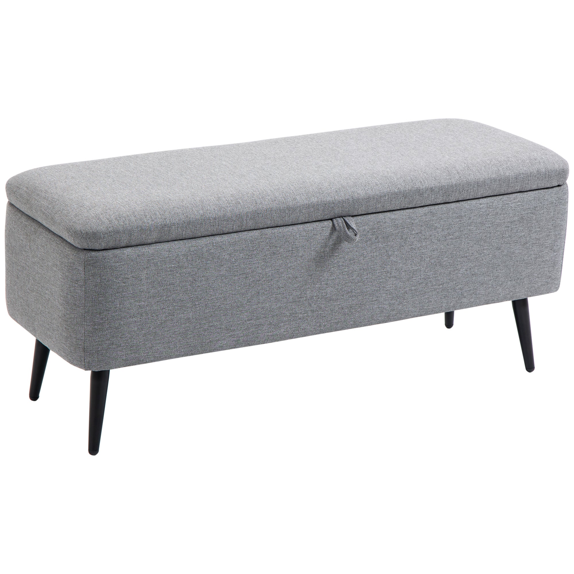 2-in-1-Stoffbank mit Stauraum und schwarzen Stahlfüßen, 102 x 40 x 39,5 cm, Grau
