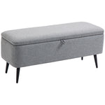 Panca contenitore 2 in 1 in tessuto con gambe in acciaio nero 102 x 40 x 39,5 cm grigia