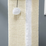 Krabpaal voor katten, sisal en pluche, met hangend balletje, stabiele voet, 41 x 41 x 81 cm, wit en crème