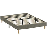 Cadre de lit 140 x 190 cm avec sommier à lattes en bois, lit double rembourré en velours côtelé, gris