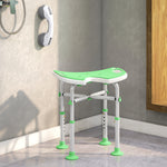 Tabouret de Douche, Hauteur Ajustable 39-51,5 cm, Barre d'Appui à Ventouse, Patins à Ventouse, Vert