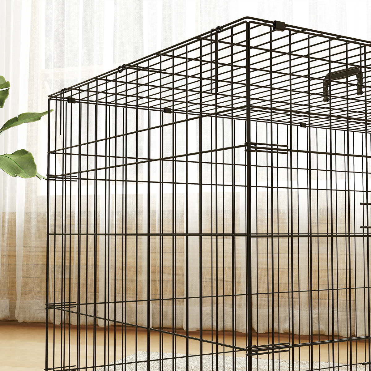 Cage caisse de transport pliante pour chien poignée, plateau amovible, coussin fourni 105 x 70 x 75 cm noir
