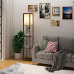 Lampadaire étagère Lampe étagère 26L x 26l x 160H cm 3 étagères 4 Niveaux MDF Blanc et Marron