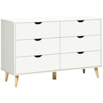 Commode 6 tiroirs meuble de rangement 5 pieds biseautés en bois  120 x 40 x 76 cm blanc