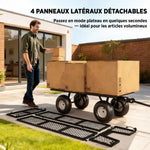 Gartenwagen 300 kg, Bollerwagen mit abnehmbarer Plane und 180° drehbarem Griff, klappbare Seitenteile, Grün