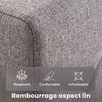 Cadre de Lit 140 x 190 cm avec Sommier et Tête Réglable, Lit Double Rembourré en Lin, Rangement au-dessous, Gris