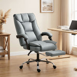 Chaise de bureau ergonomique, fauteuil de bureau inclinable avec repose-pieds, hauteur réglable, pivotante 360°, gris
