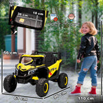 Voiture électrique enfants UTV 12 V, buggy électrique enfants avec télécommande, 96 x 61 x 56 cm, jaune