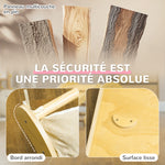 4 en 1 Arche escalade enfants, chaise à bascule, rampe d'escalade double face et coussin, 168x49,5x39,5cm, bois naturel