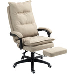 Fauteuil de bureau massant avec hauteur réglable, dossier inclinable, repose-pied intégré et télécommande filaire beige