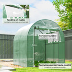 Serre tunnel de jardin 3,24m², serre de jardin tunnel porte et fenêtre enroulables, bâche PE, 180 x 180 x 200 cm, verte