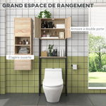 Étagère de toilettes meuble de salle de bain dessus toilette WC avec placard 2 portes et étagère ouverte