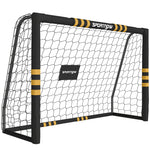 But de Football avec Mousse de Protection, 5 Piquets de Sol et Filet en PE, 180x60x120cm, Jaune