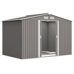 Abri de jardin 5,4 m² 2,77 x 1,95 x 1,92 m kit de fondation porte coulissante ventilations acier galvanisé, gris