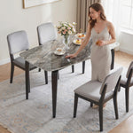 Table à manger rectangulaire pour 4 personnes, 130 x 70 x 75 cm, table de cuisine avec plateau en pierre frittée, marron