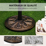 Pied de parasol rond base de lestage Ø 48 x 34H cm ciment HDPE motif fleurs de lys poids net 13 Kg noir doré