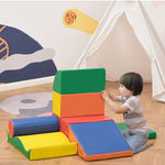 7PCS Module motricité bébé parcours motricité bébé blocs de construction en mousse EPE avec housse en polyuréthane - jouets éducatifs pour enfants d'âge préscolaire, multicolore