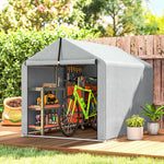 Abri de jardin tente de stockage imperméable abri moto porte enroulable, pour vélo moto 162 x 221,5 x 163 cm, gris clair