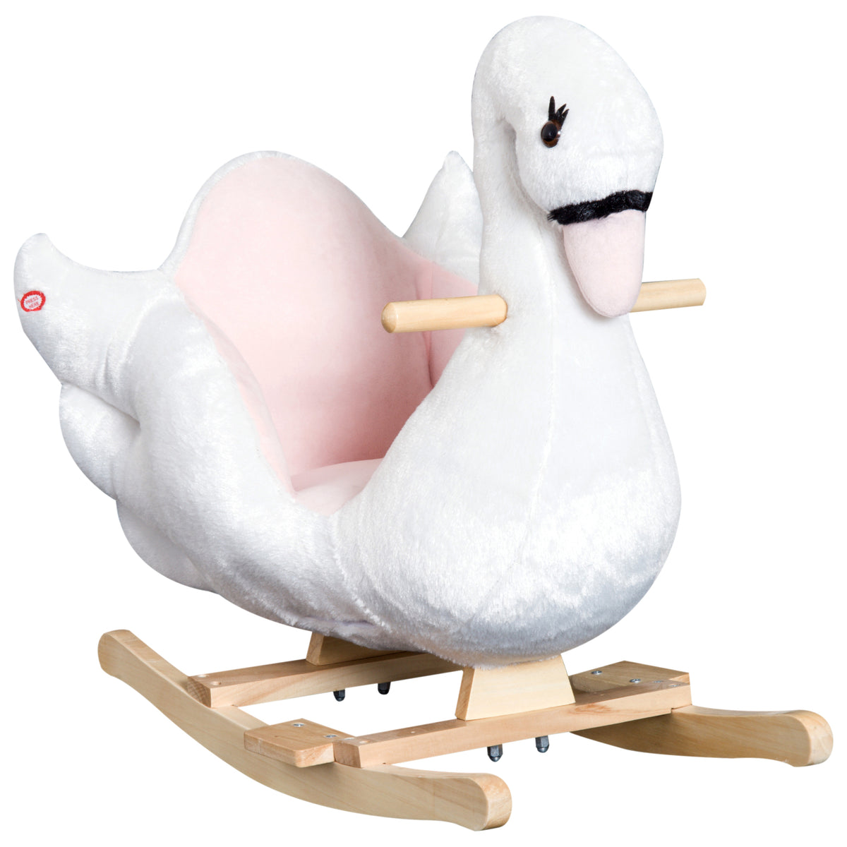 Jouet à bascule cygne à bascule pour enfant de 18 mois et plus fonction musique pieds en bois - blanc et rose