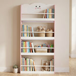 Bibliothèque pour enfant, rangement livre enfant 4 niveaux en thème barbe à papa, 60x12x108cm, rose
