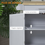 Carrito de cocina con ruedas, carrito de servicio, isla de cocina con cajón, armario y toallero - gris
