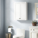 Armoire murale de salle de bain 3 niveaux, meuble de rangement suspendu  2 portes étagère réglable 61 x 20 x 84 cm blanc
