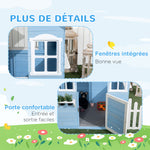 Cabane de jeu pour enfant maison de jardin en bois porte et fenêtres de 3 à 7 ans dim. 151L x 112.5l x 142H cm bleu