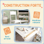 Table enfant avec chaise 3 en 1 avec chevalet pliable étagères de rangement, rouleau de papier - 3 à 8 ans, blanc