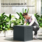 Coffre de rangement extérieur 97L avec poignées encastrées, malle de rangement extérieur étanche 56x41x50cm, gris foncé