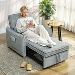 Fauteuil convertible 1 place 3 en 1, fauteuil-lit clic-clac en chenille, assise large dossier réglable, 88x84x87cm, gris