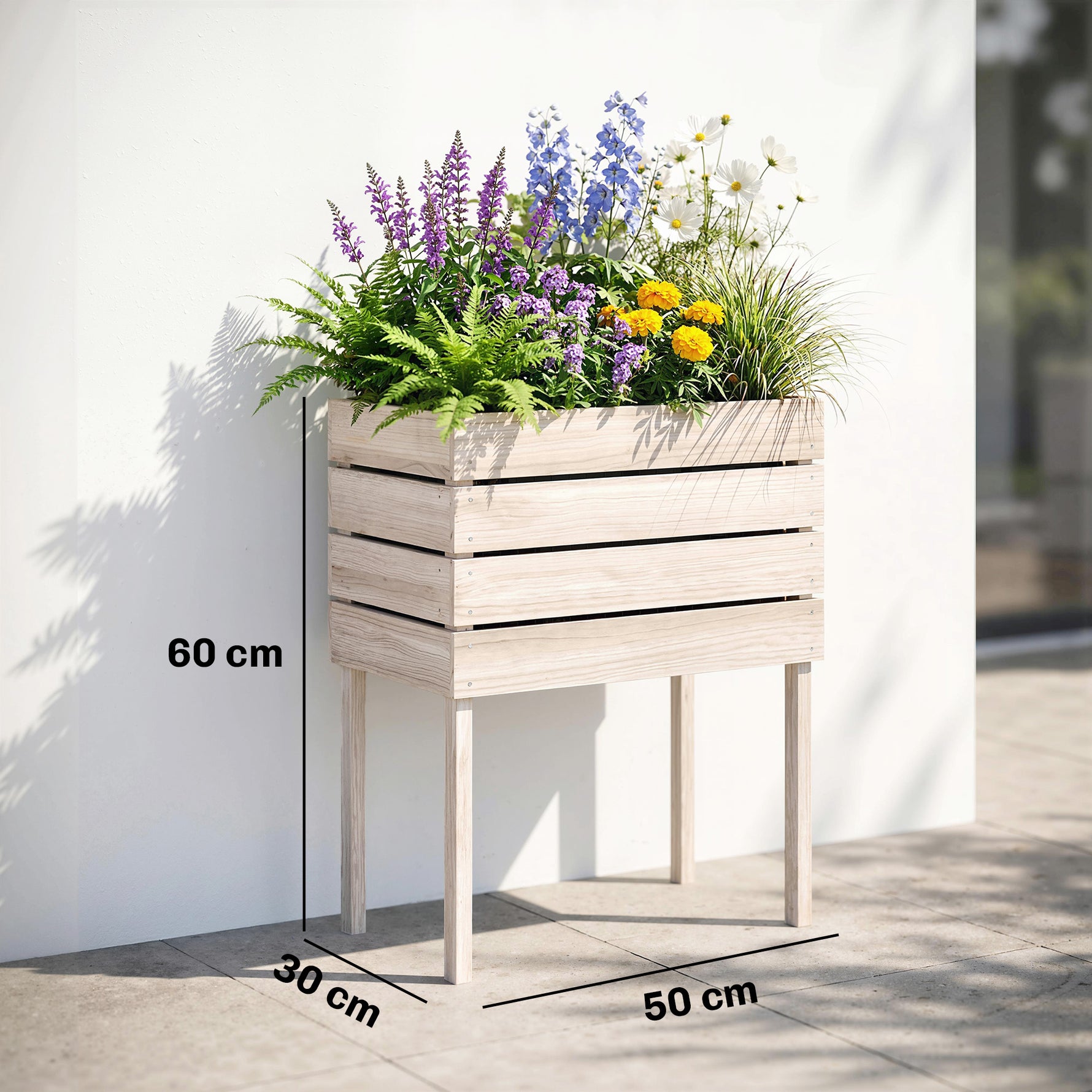 Jardinières sur Pieds carrés potagers - Lot de 4 jardinières sur Pied modulables - 50L x 30l x 60H cm