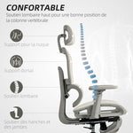 Chaise de bureau ergonomique en maille, fauteuil de bureau inclinable, accoudoirs 3D, appui-tête réglable, beige