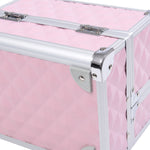 Mallette à maquillage rangement à 3 niveaux avec miroir verrouillage avec 2 clés dim. 20L x 15l x 15H cm rose