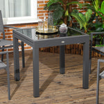 Table Extensible de Jardin Grande Taille dim. dépliées 160 x 80 x 75 cm Aluminium Gris foncé Plateau Verre trempé Noir