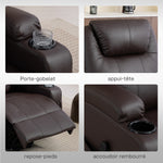 Fauteuil releveur électrique, fauteuil relax électrique, repose-pied, dossier inclinable, port USB, 83x95x107cm, marron