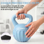 Kettlebell 10 kg, haltère avec poignée Antidérapante, haltère à boule, musculation, entraînement, pour gym, bleu